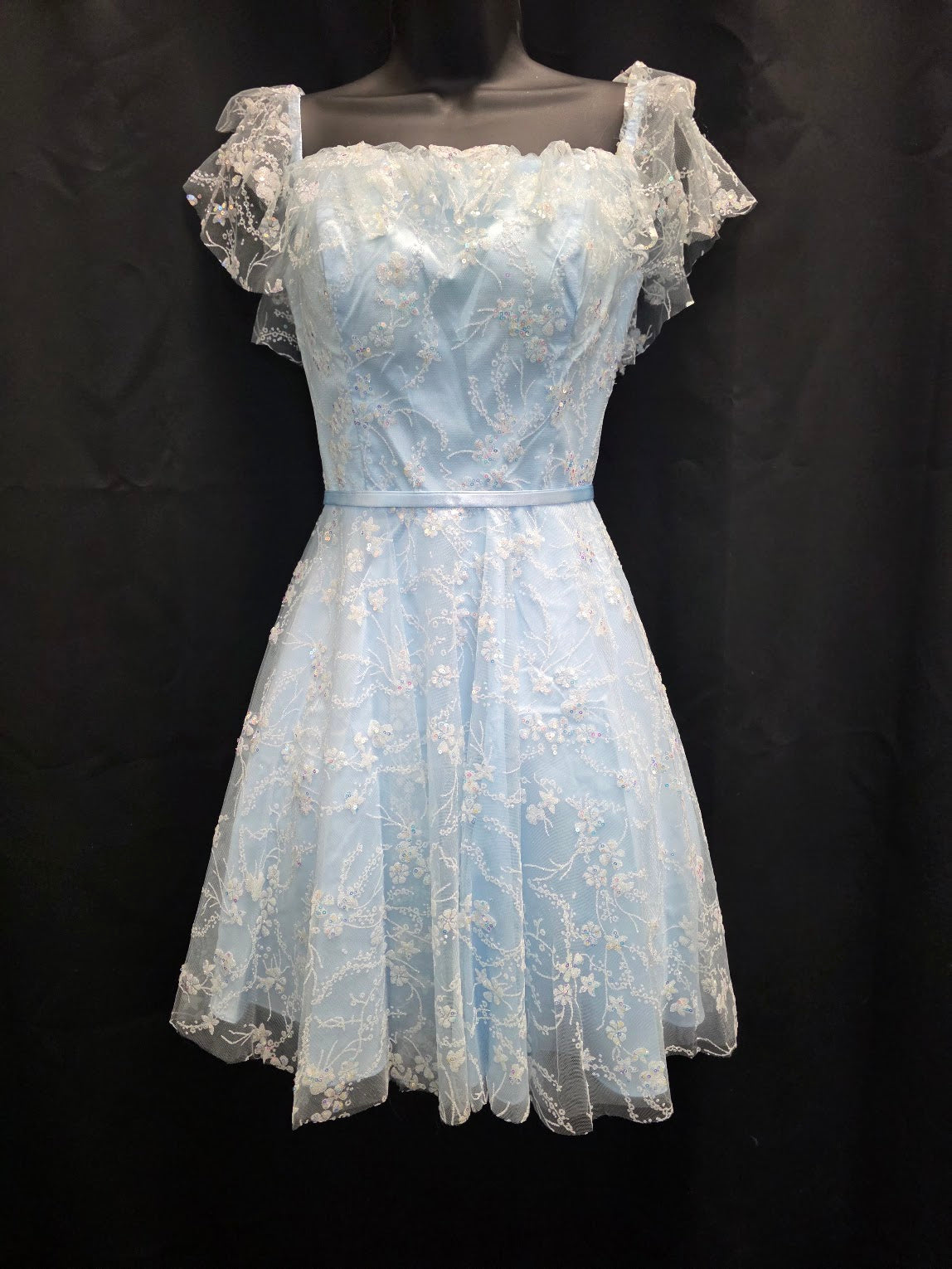 Short Dress with Lace Cap Sleeves