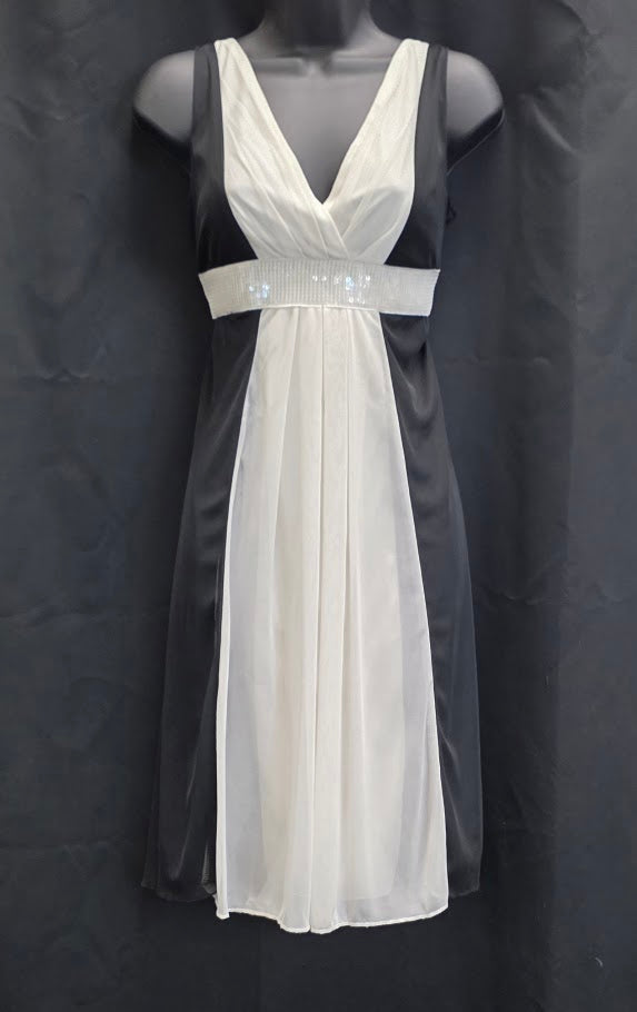 Tank Style Strap Chiffon Sheath with Sequin Waistband