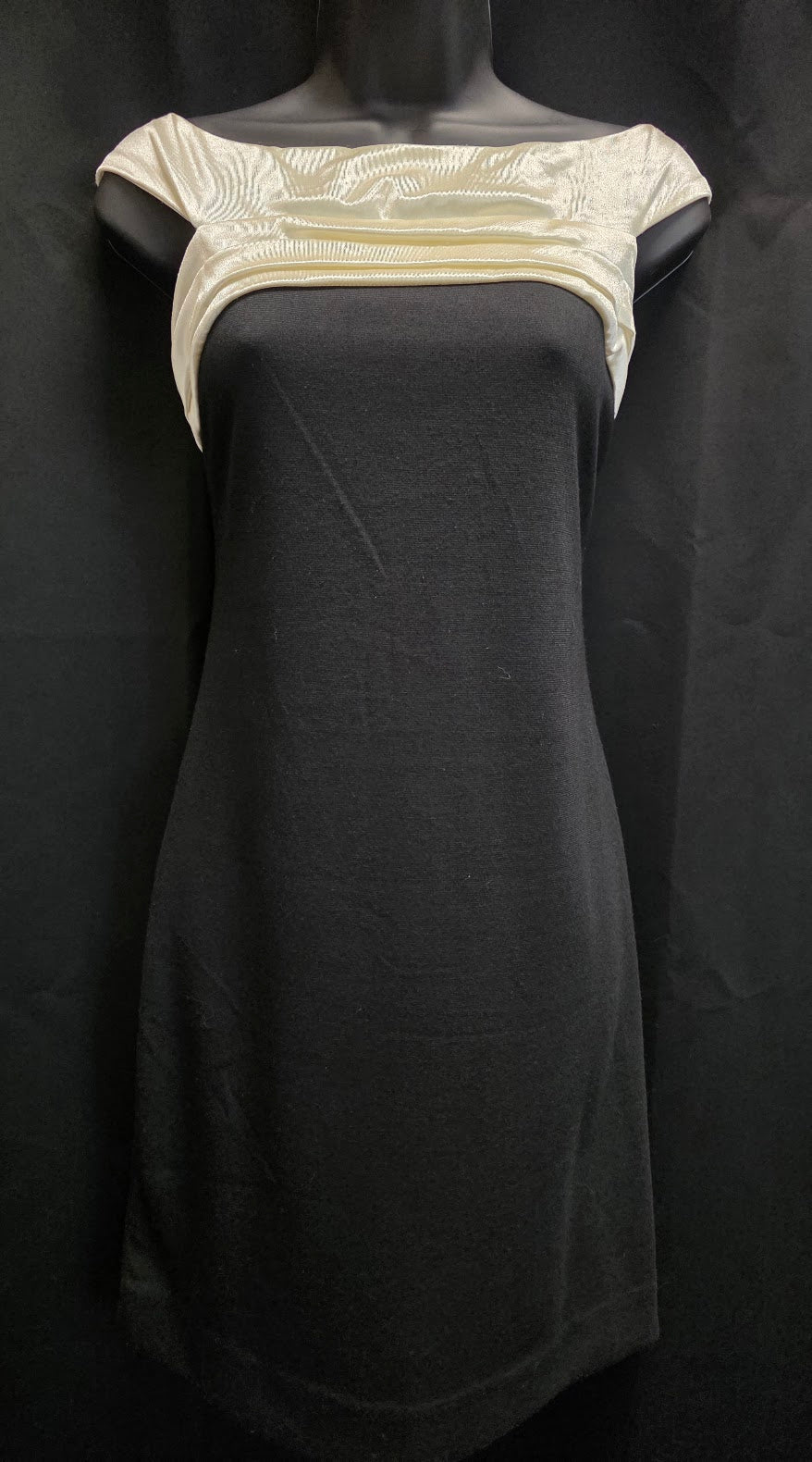 Pleated Satin Off Shoulder Top Yolk with Knit Skirt