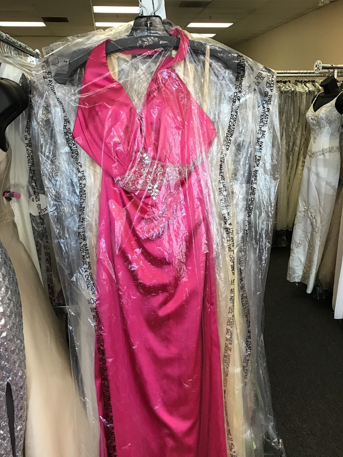 Prom dress- satin halter top with beading