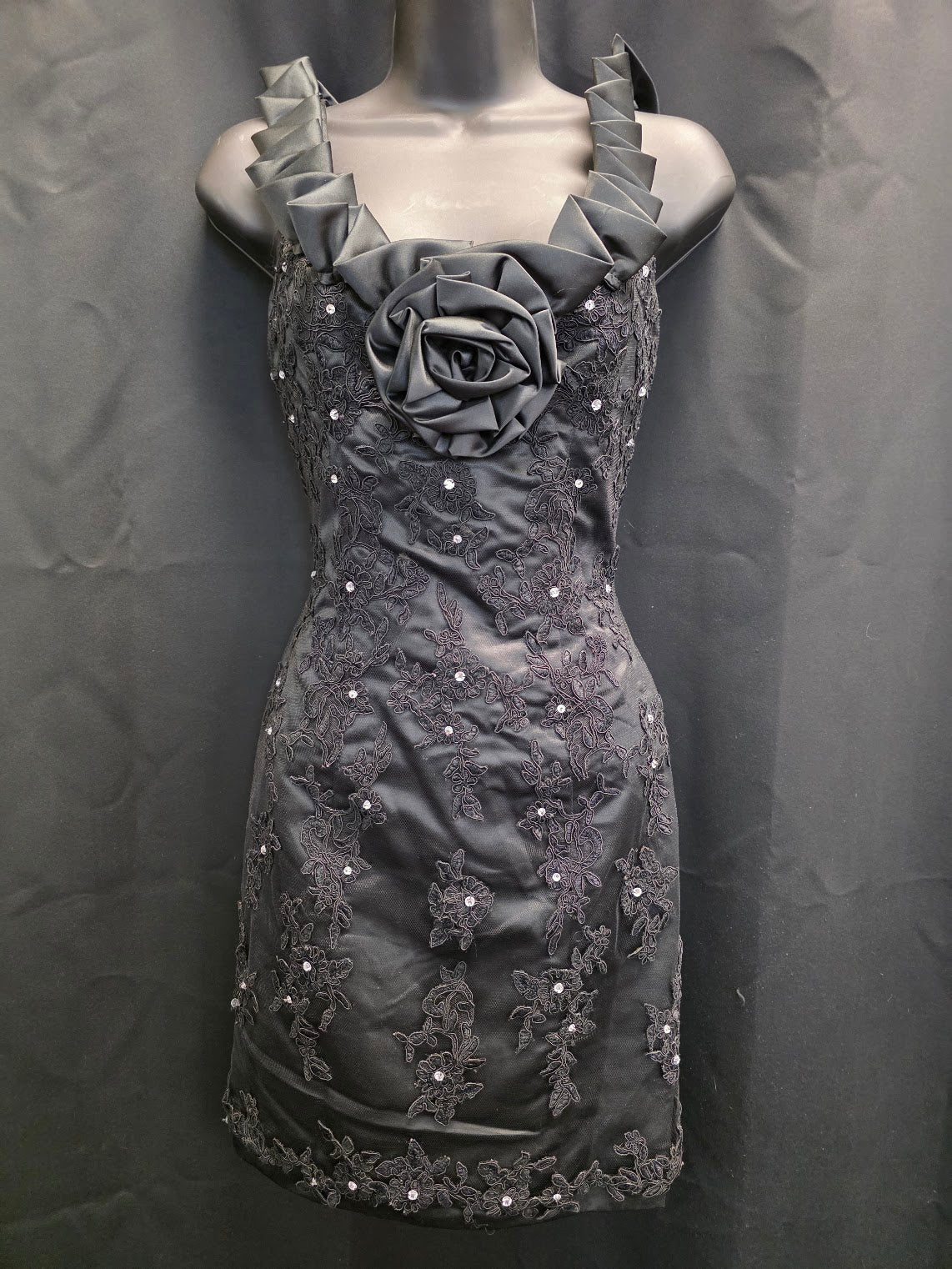 3D Lace with 3D Floral and Rhinestones and Ruffles