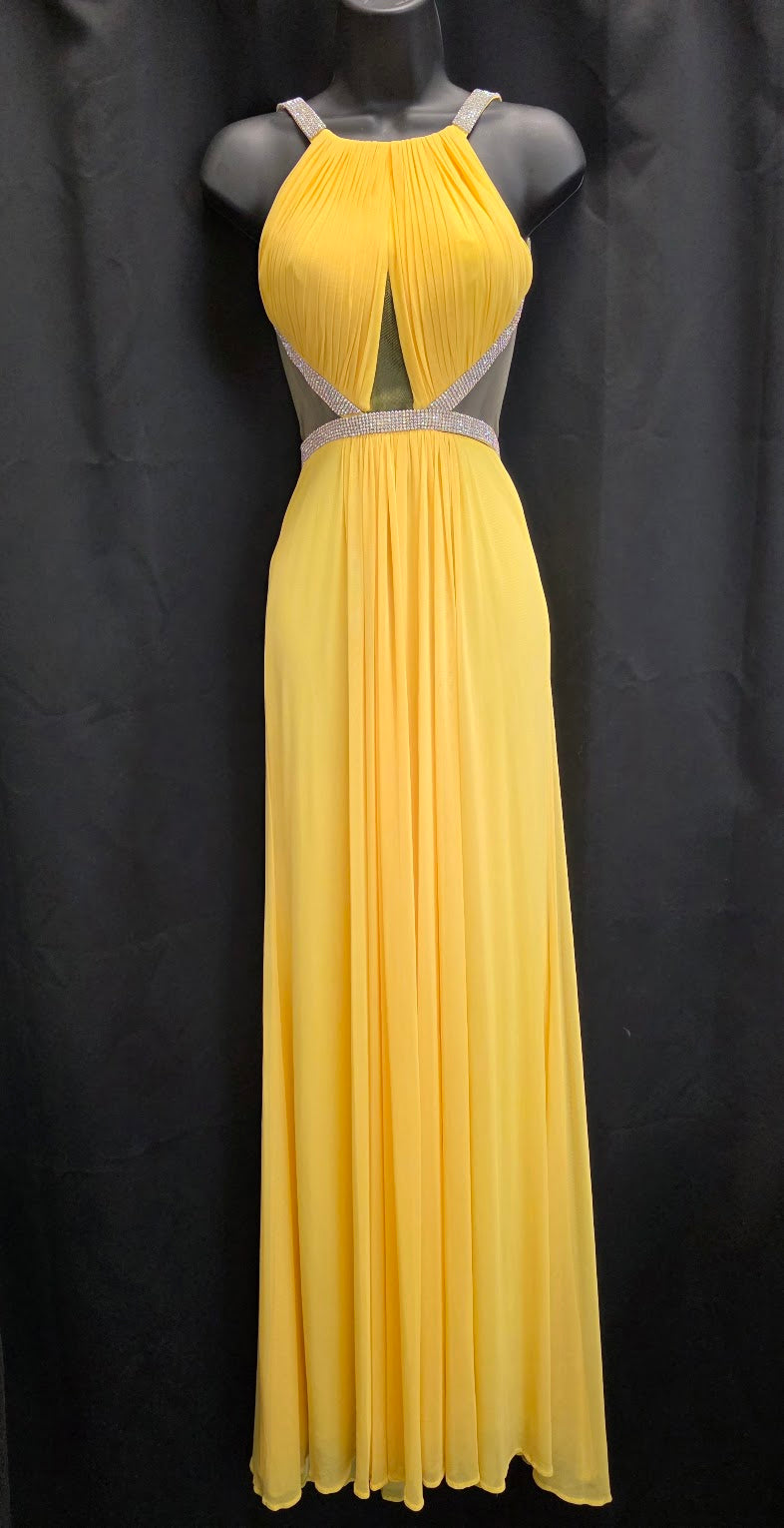 Yellow halter prom dress