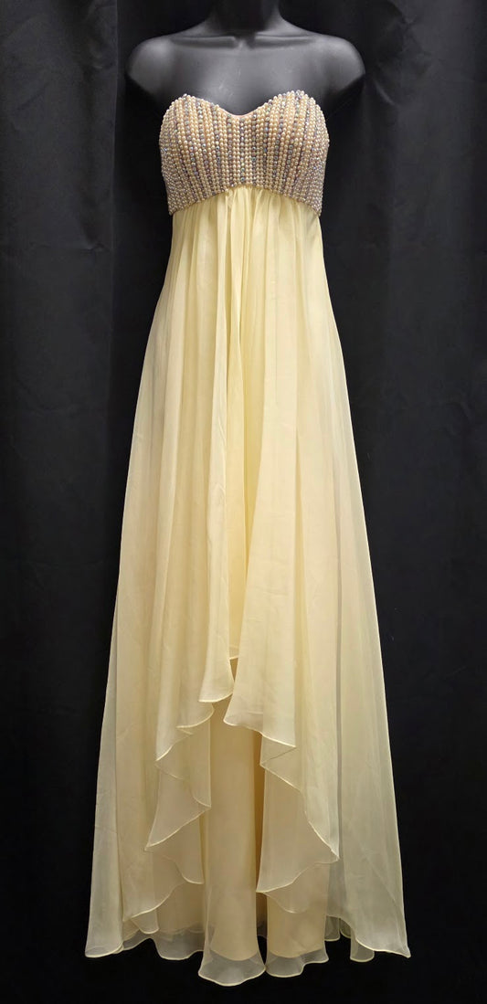 Pearl and Rhinestone Beaded Bodice with Flowing Tiered Skirt
