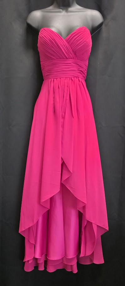 Strapless High-Low with Gathered Bust and Waistband