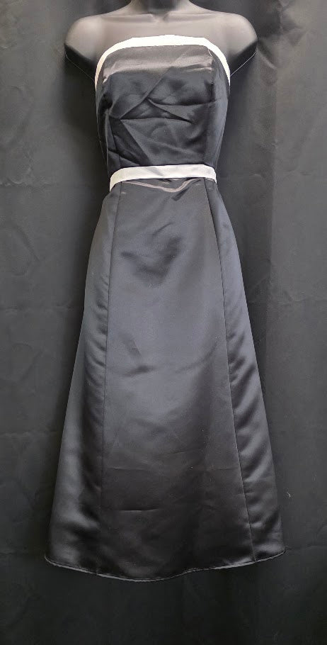 Satin Strapless with Neckline and Waistband Stripes