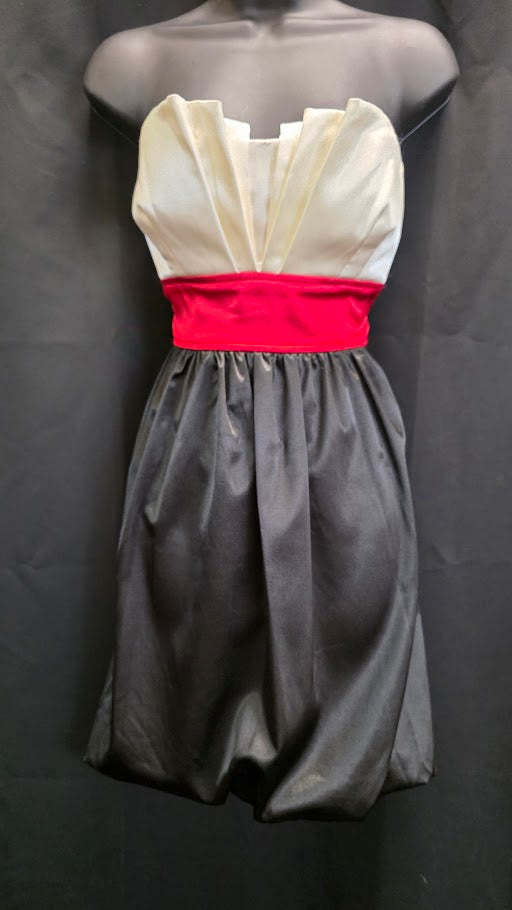 Strapless Pleated Bust Detail with Tie Waist and Bag Skirt