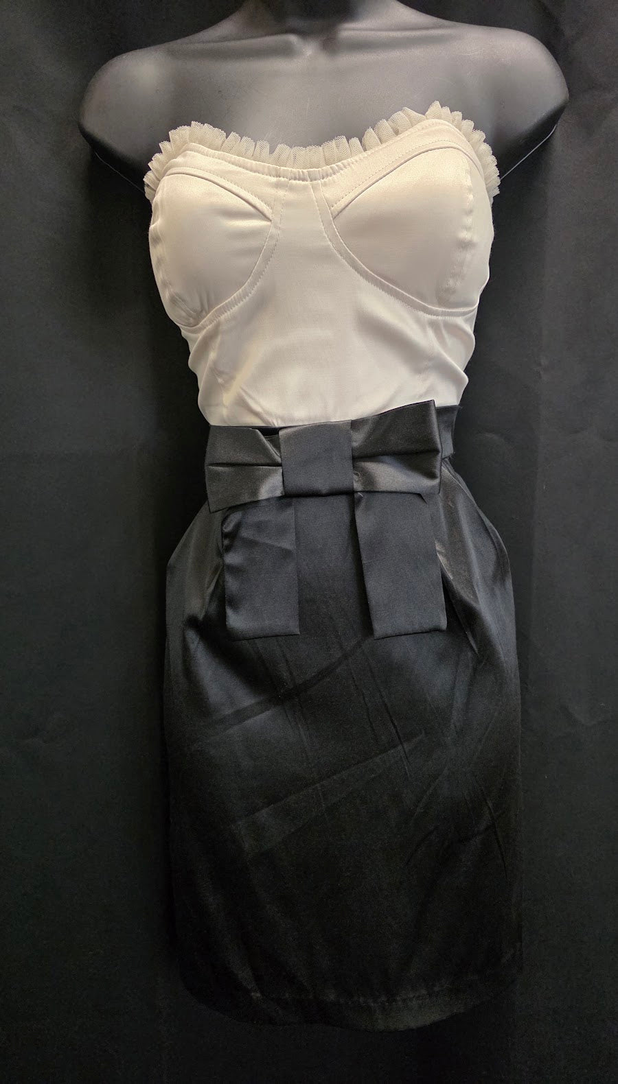 Strapless Structured Bodice with Center Front Bow detail and Pencil Skirt