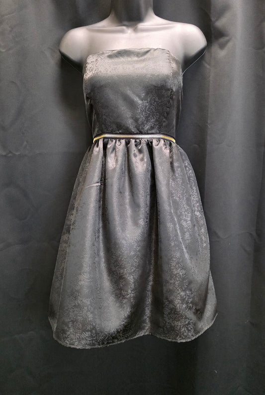 Printed Satin with Gold Zipper