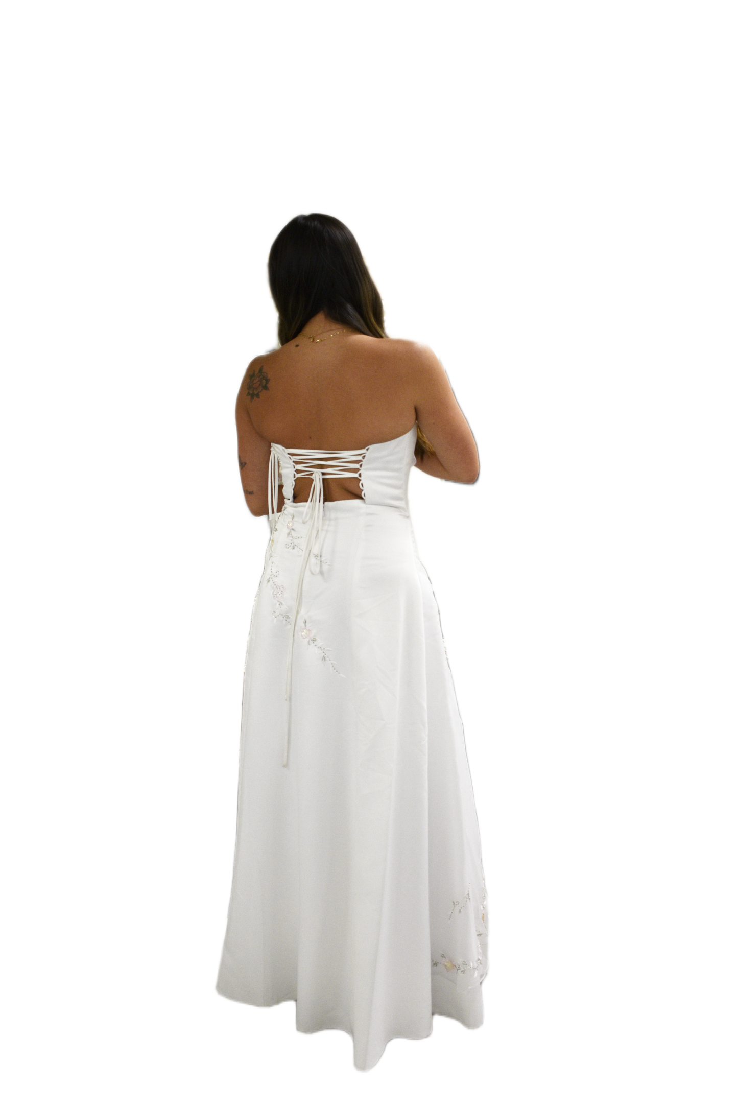 Elegant Strapless A-Line Wedding Dress with Floral Embroidery