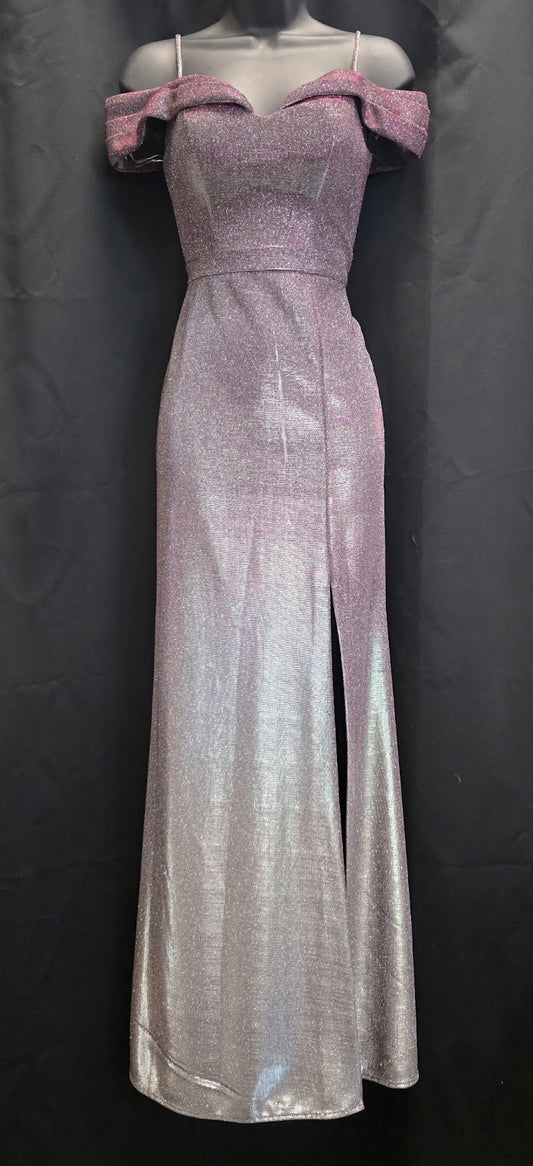 Oil Slick Silver Shimmer Off Shoulder