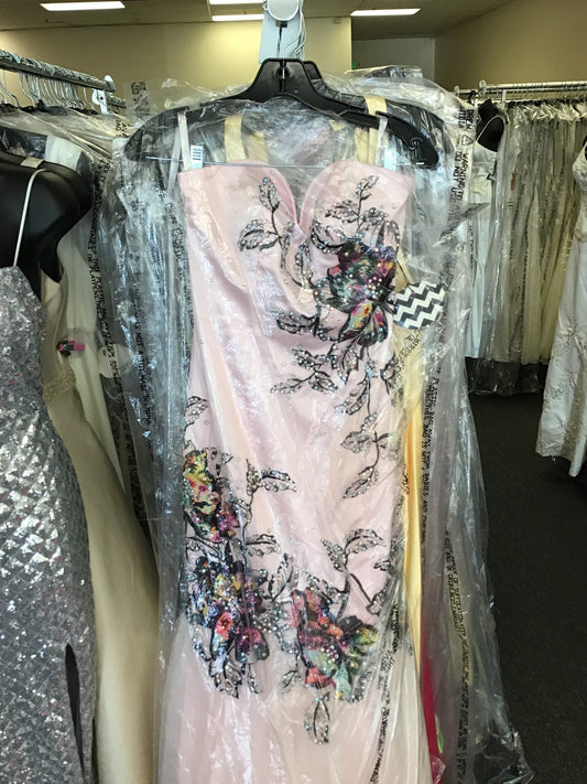 Prom dress- pink with black and multi color design